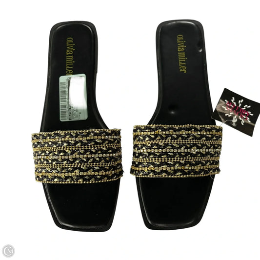 Sandals Flats By Olivia Miller In Black & Gold, Size: 8