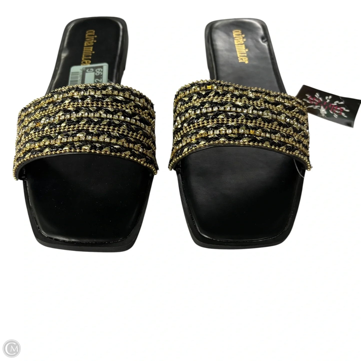 Sandals Flats By Olivia Miller In Black & Gold, Size: 8