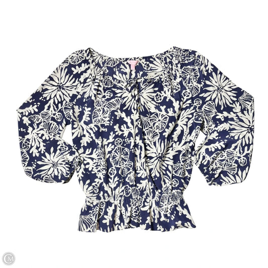 Top Long Sleeve Designer By Lilly Pulitzer In Navy, Size: L