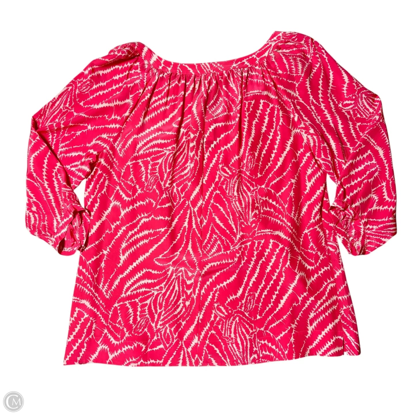 Top 3/4 Sleeve Designer By Lilly Pulitzer In Pink & White, Size: Xl