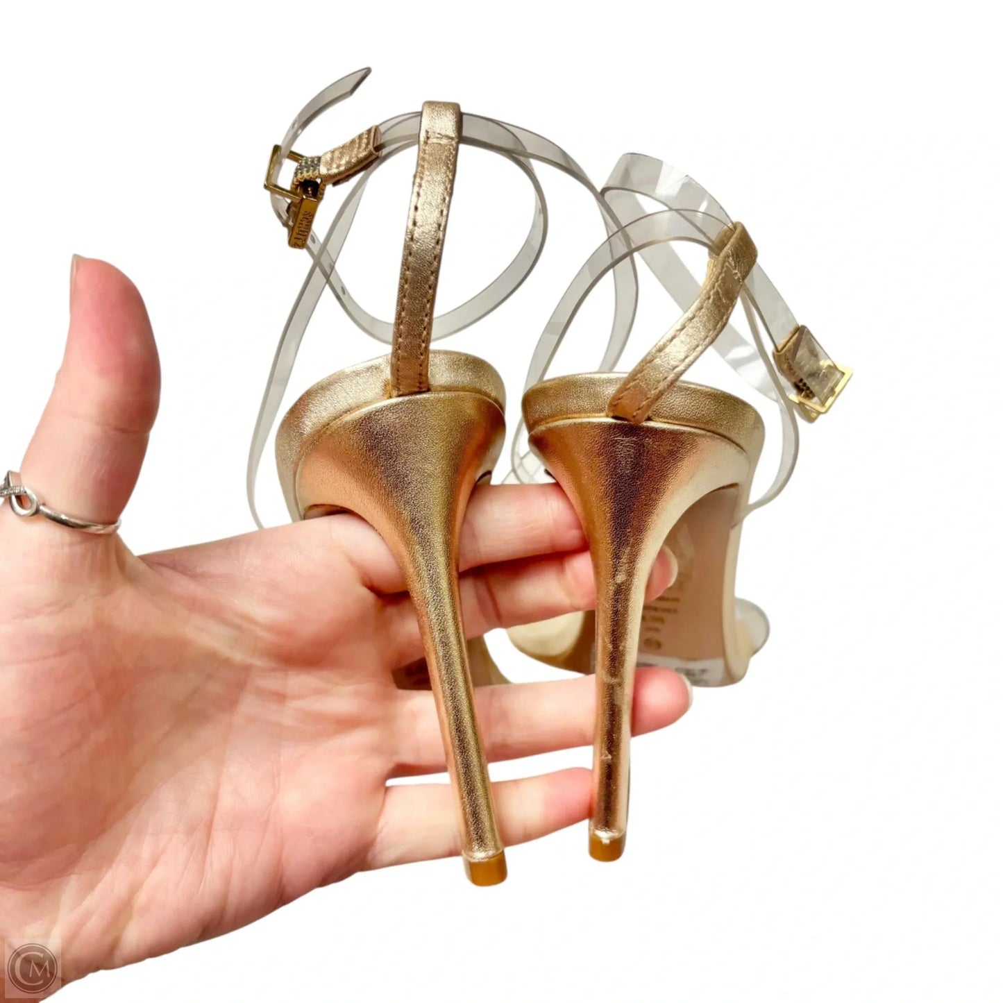 Sandals Heels Stiletto By Schutz In Gold, Size: 8.5