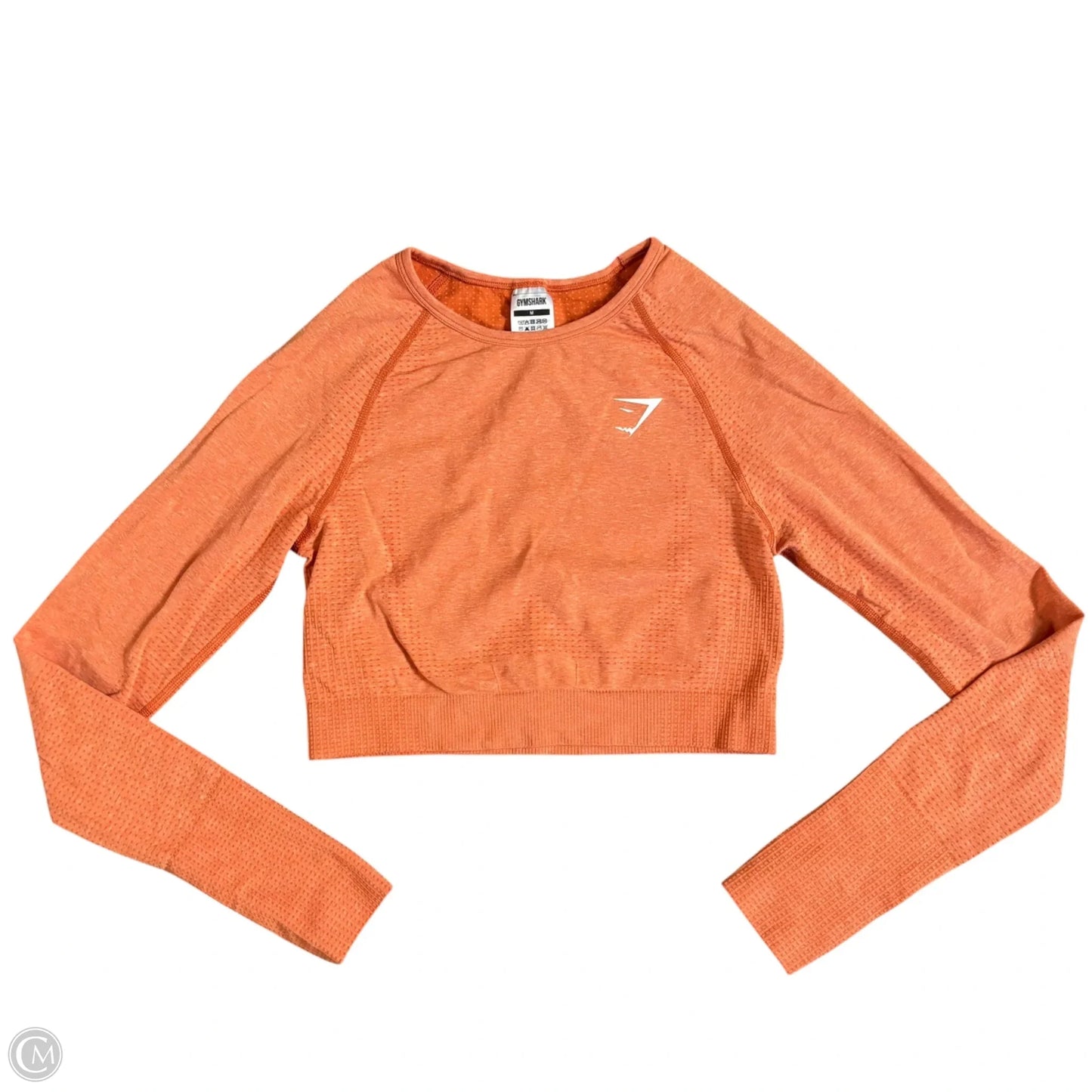 Athletic Top Long Sleeve Crewneck By Gym Shark In Orange, Size: M