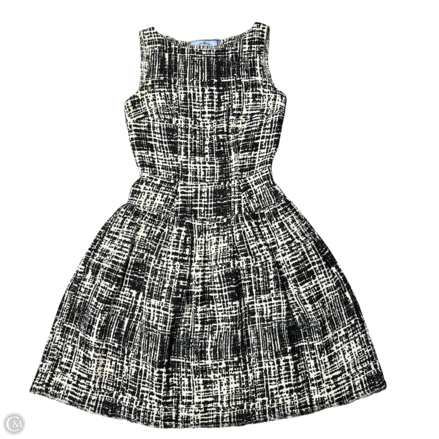 Dress Luxury Designer By Prada In Black & White, Size: S