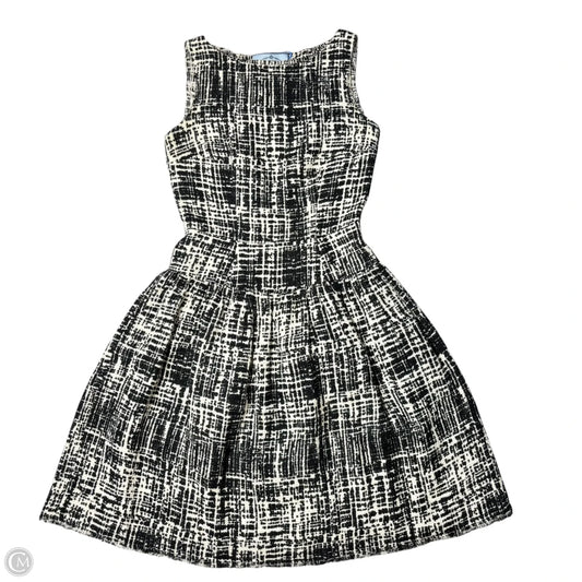 Dress Luxury Designer By Prada In Black & White, Size: S