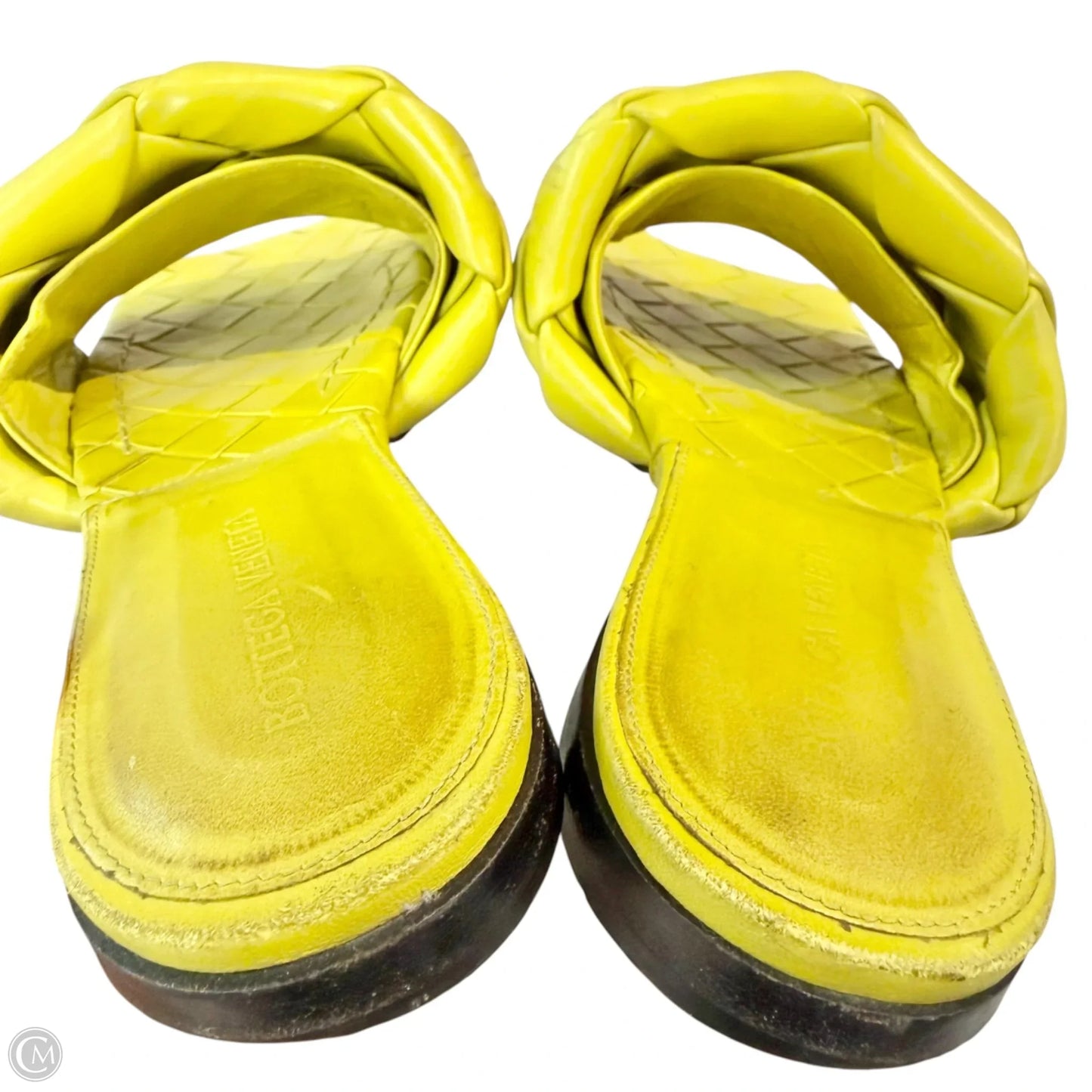 Sandals Luxury Designer By Bottega Veneta In Green, Size: 9
