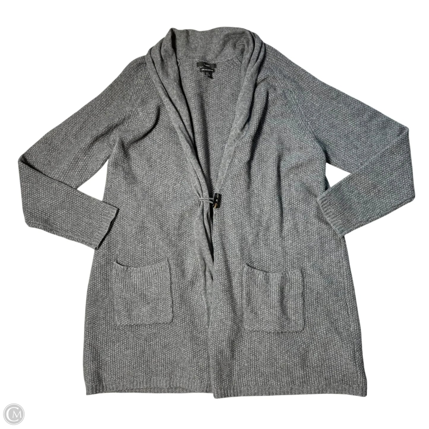 Sweater Cardigan Cashmere By Tahari In Grey, Size: 3x