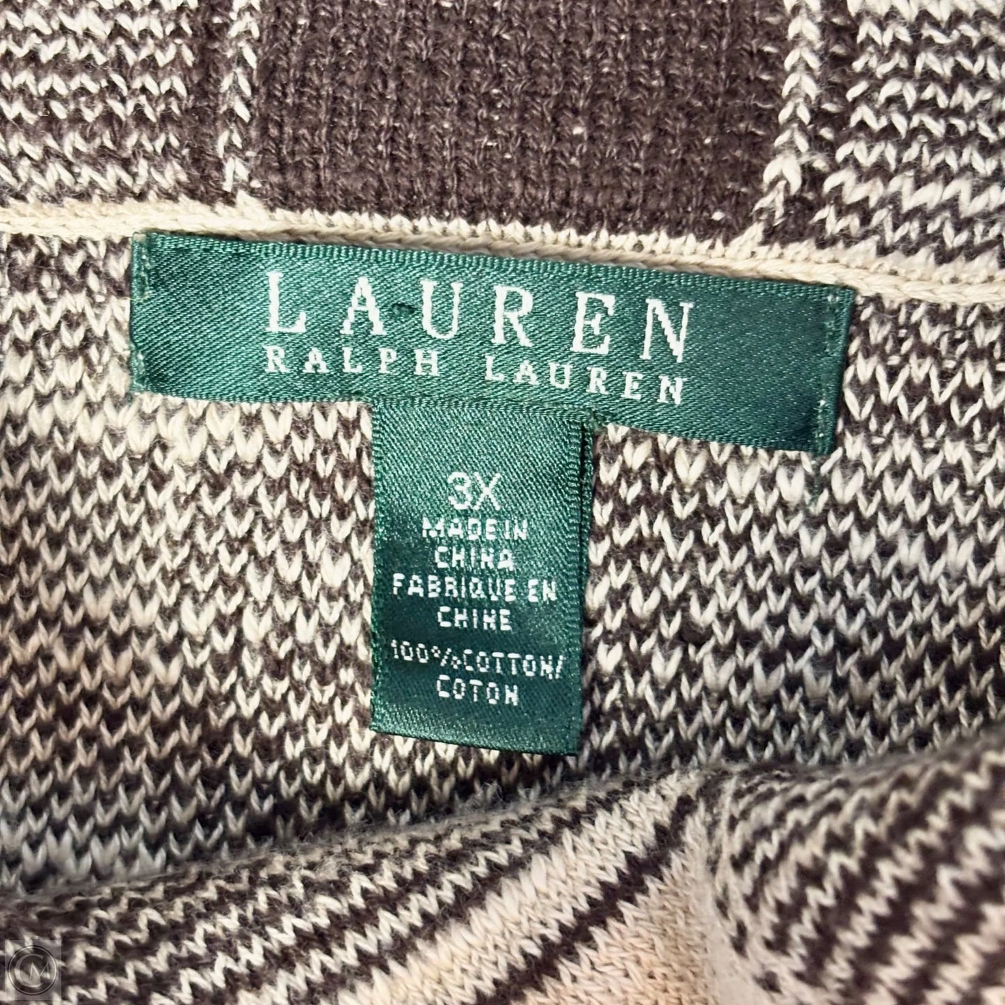 Sweater Cardigan By Lauren By Ralph Lauren In Plaid Pattern, Size: 3x