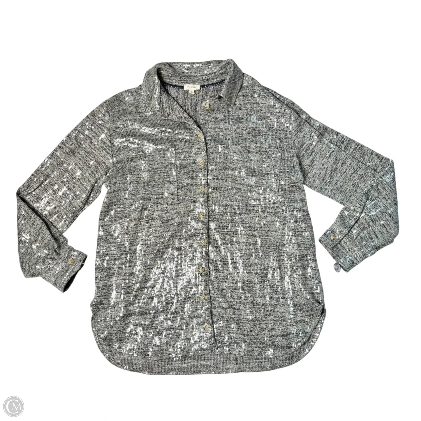 Top Long Sleeve By Pilcro In Silver, Size: M