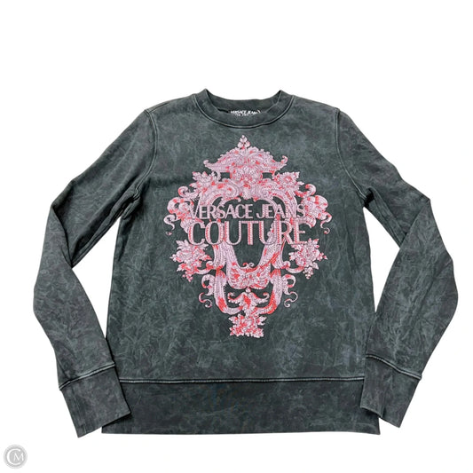 Sweatshirt Luxury Designer By Versace In Grey, Size: S