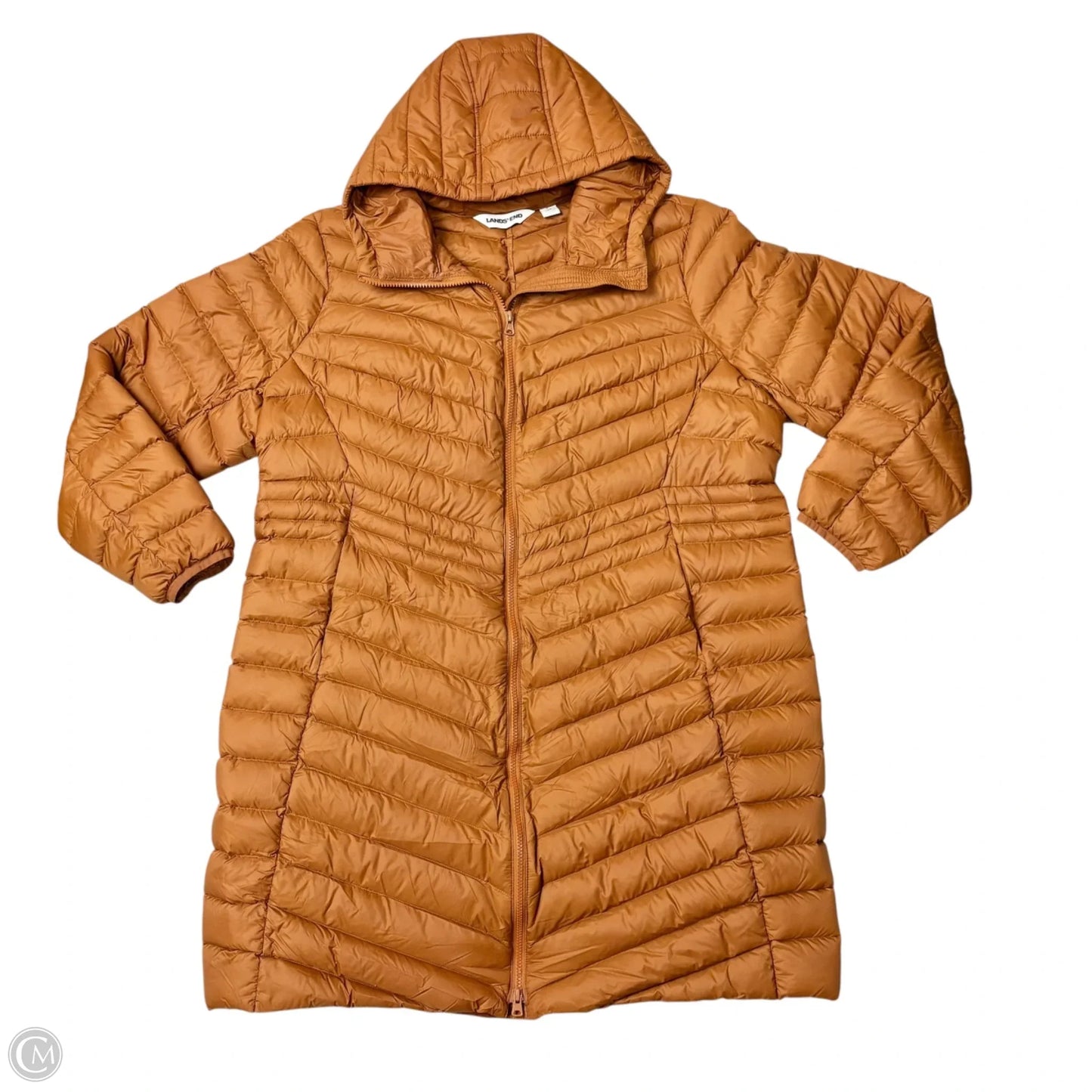 Jacket Puffer & Quilted By Lands End In Brown, Size: 1x