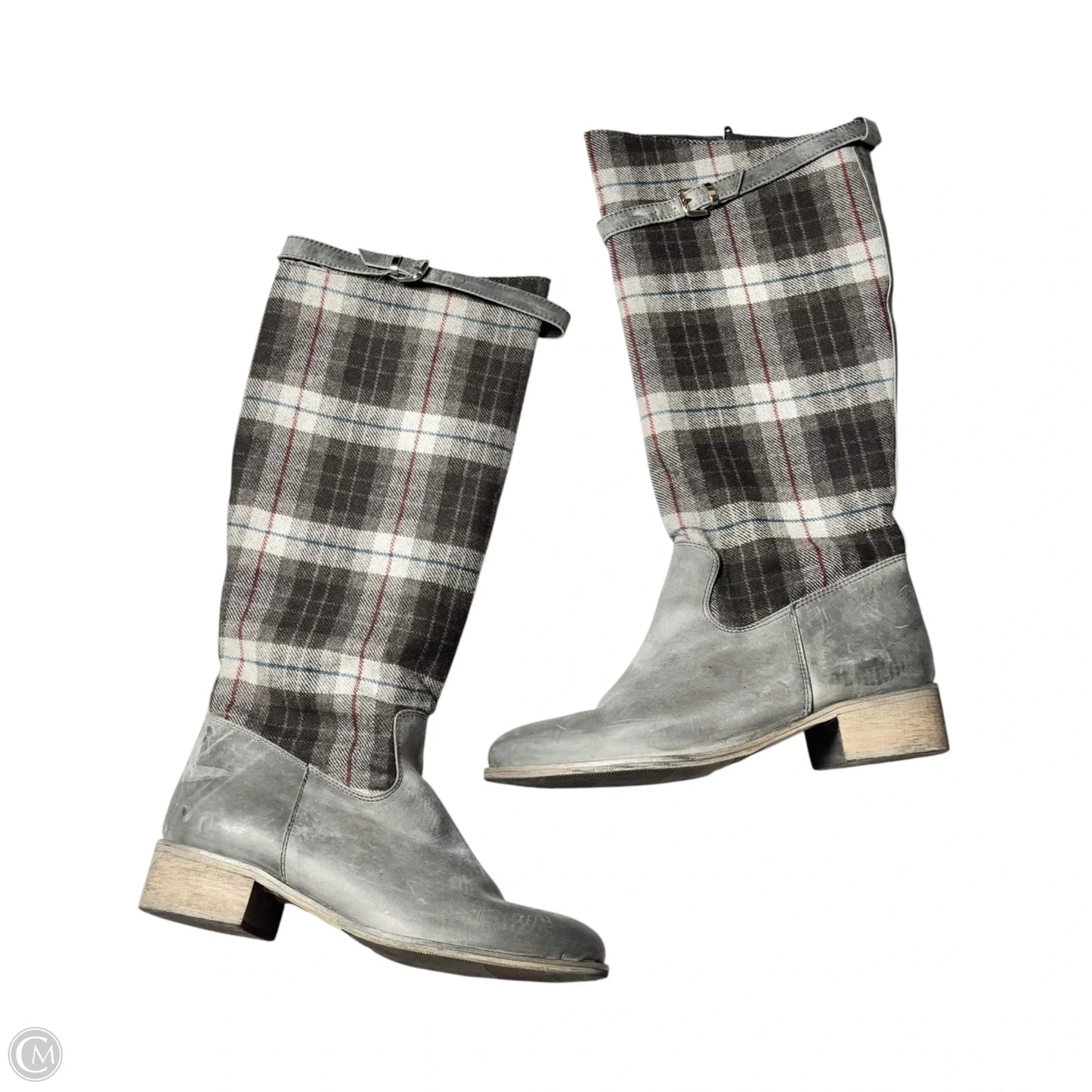 Boots Leather By Charles David In Plaid Pattern, Size: 9.5