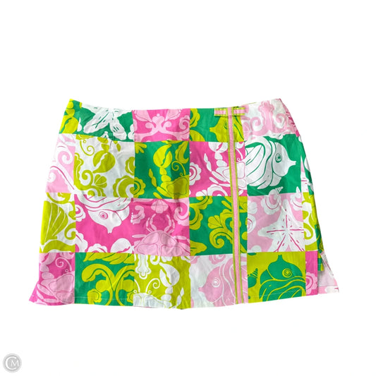 Skort Designer By Lilly Pulitzer In Green & Pink, Size: 14