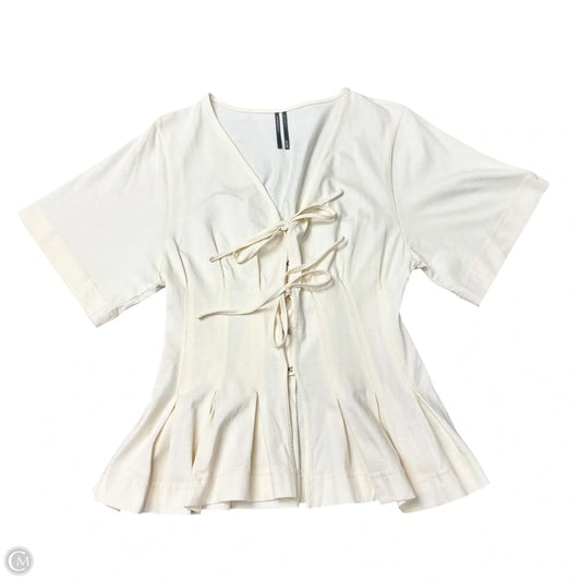 Top Short Sleeve By Anthropologie In Cream, Size: S