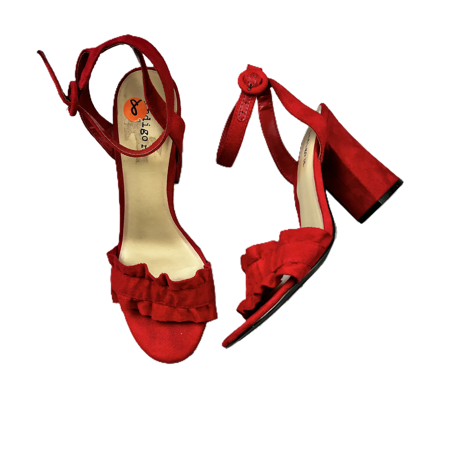 Red Sandals Heels Block By Indigo Rd, Size: 8