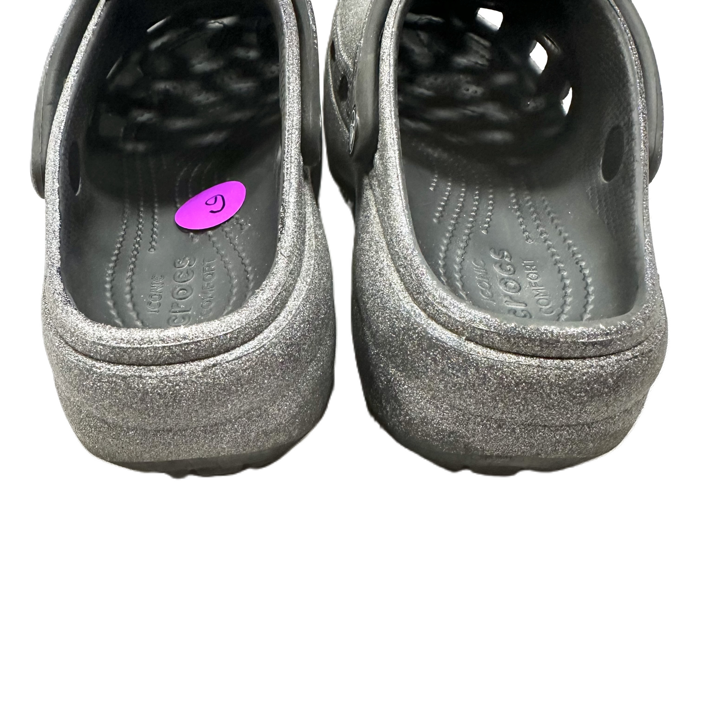 Black Sandals Flats By Crocs, Size: 6