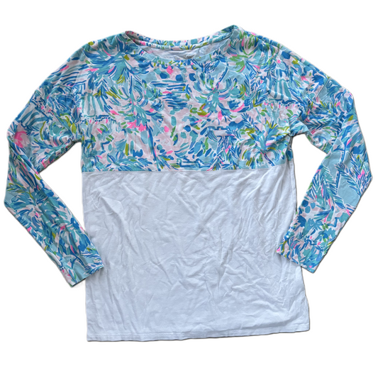 Top Long Sleeve Designer By Lilly Pulitzer In Blue & White, Size: Xs