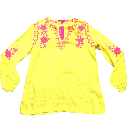 Pink & Yellow Top Long Sleeve Designer By Lilly Pulitzer, Size: S