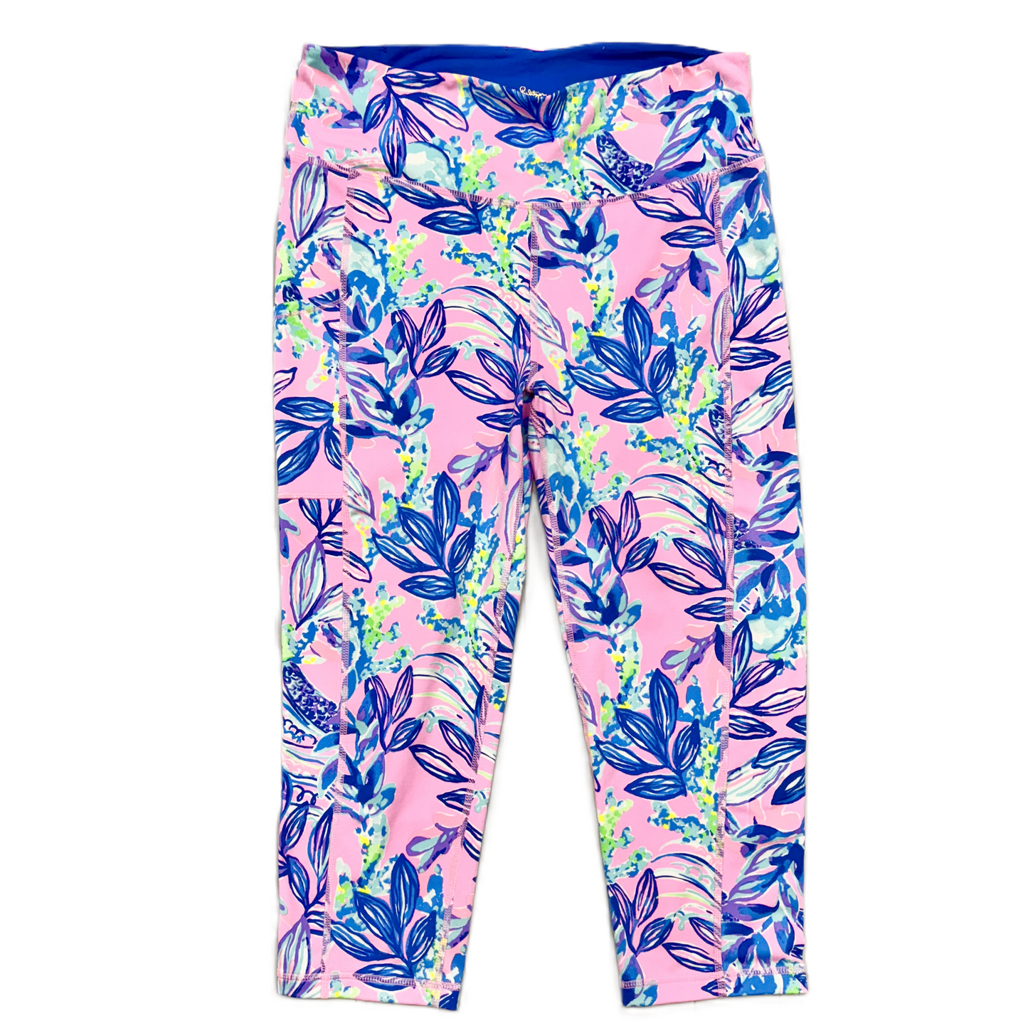 Pants Designer By Lilly Pulitzer In Blue & Pink, Size: L