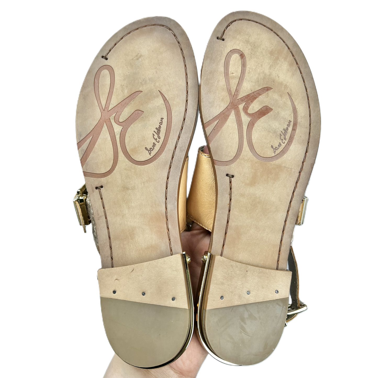 Tan Sandals Flats By Sam Edelman, Size: 8