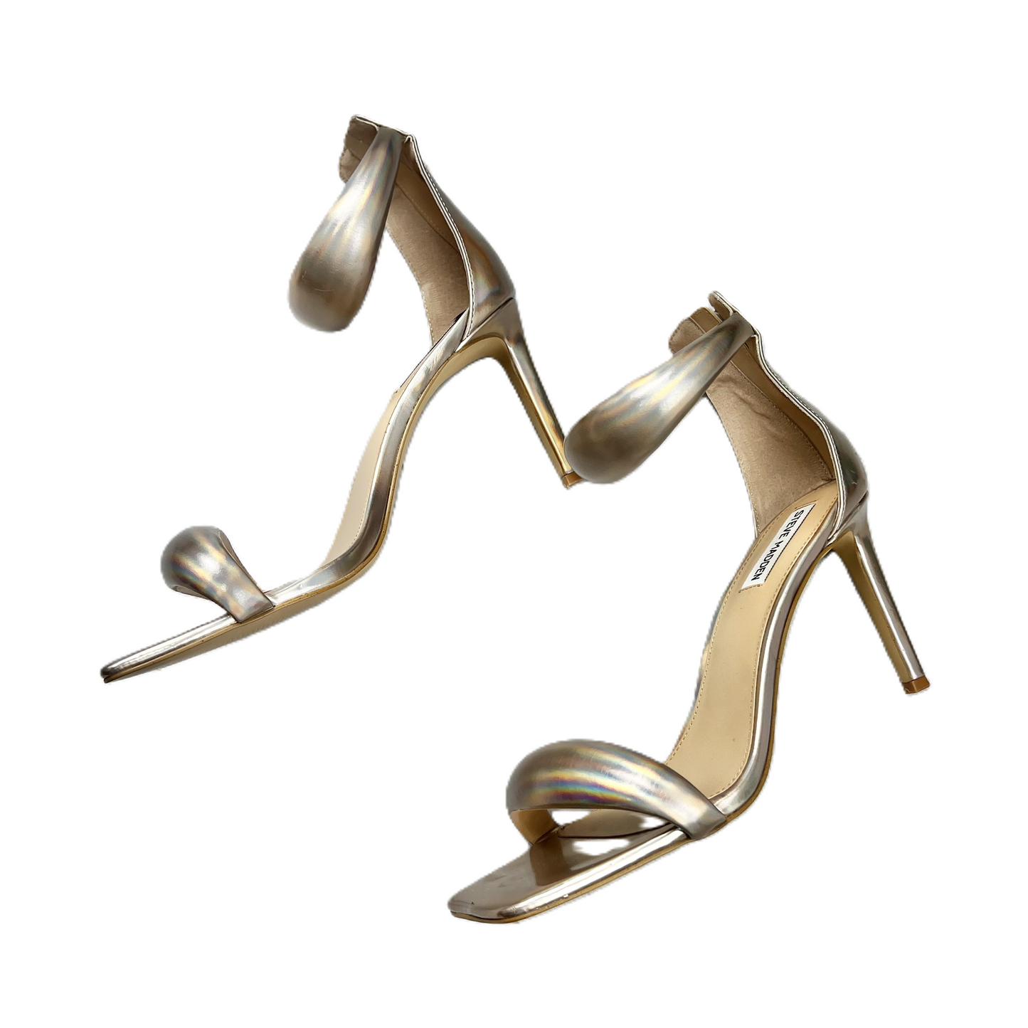 Silver Sandals Heels Stiletto By Steve Madden, Size: 10