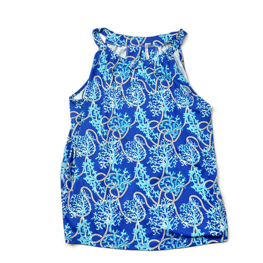 Blue & White Top Sleeveless By Lulu, Size: 1x