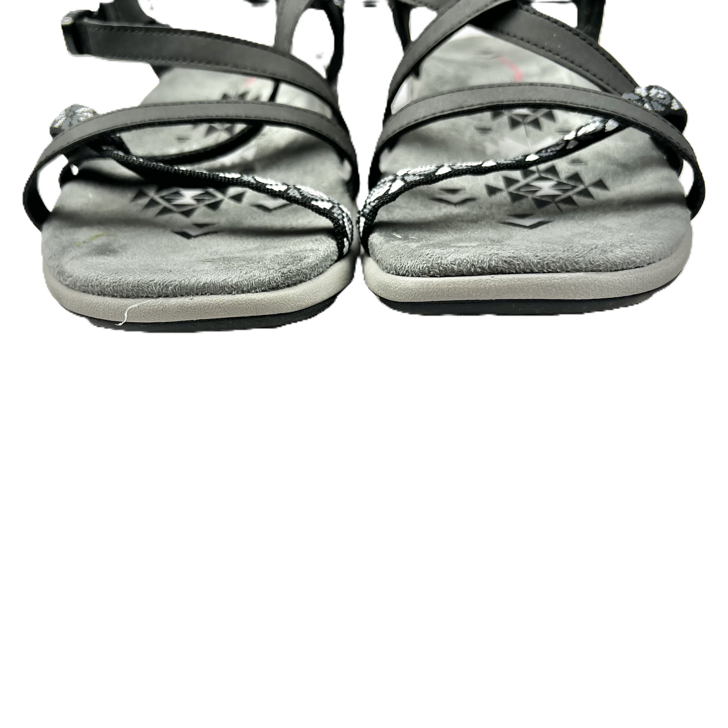 Black & Grey Sandals Flats By Skechers, Size: 8