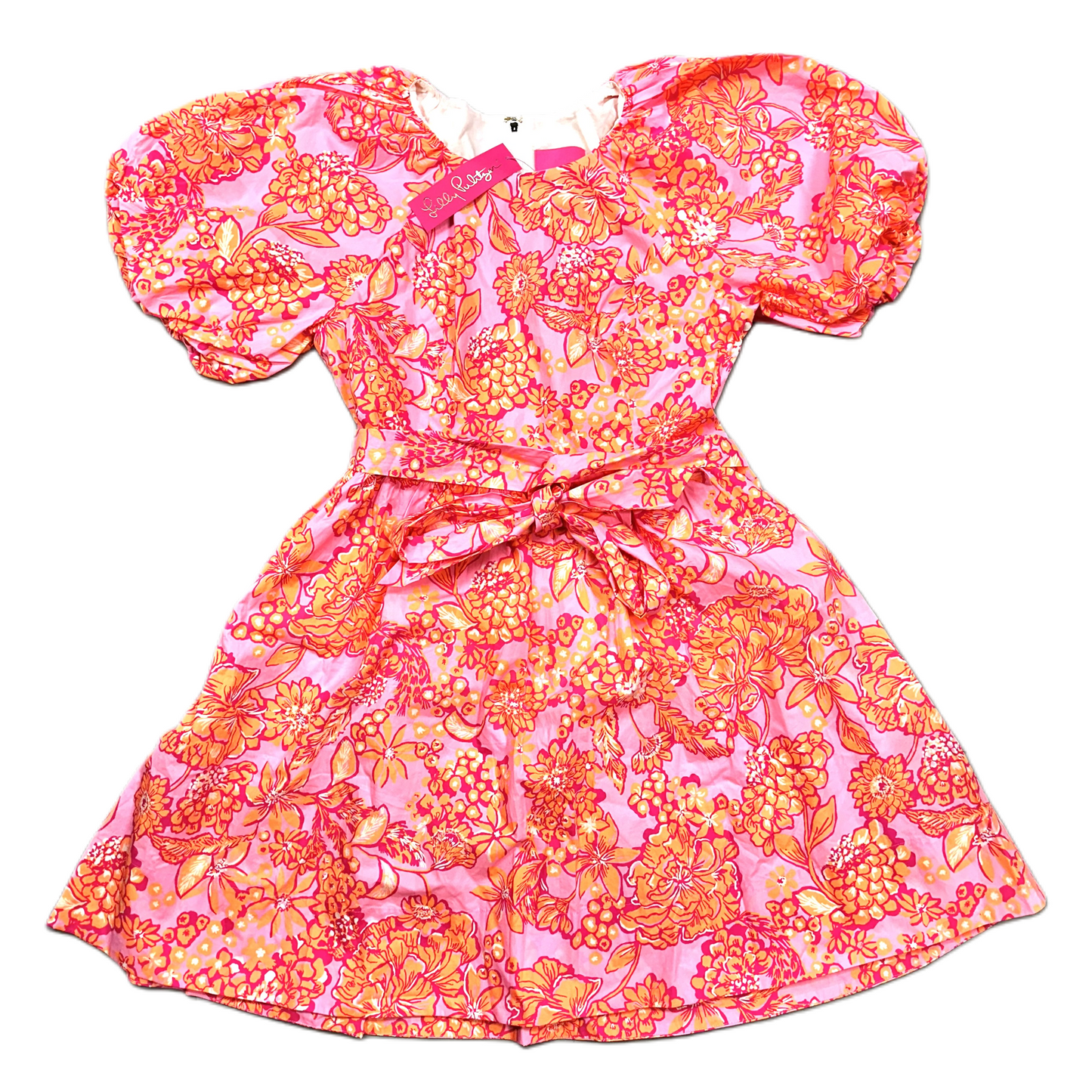 Orange & Pink Dress Party Midi By Lilly Pulitzer, Size: L