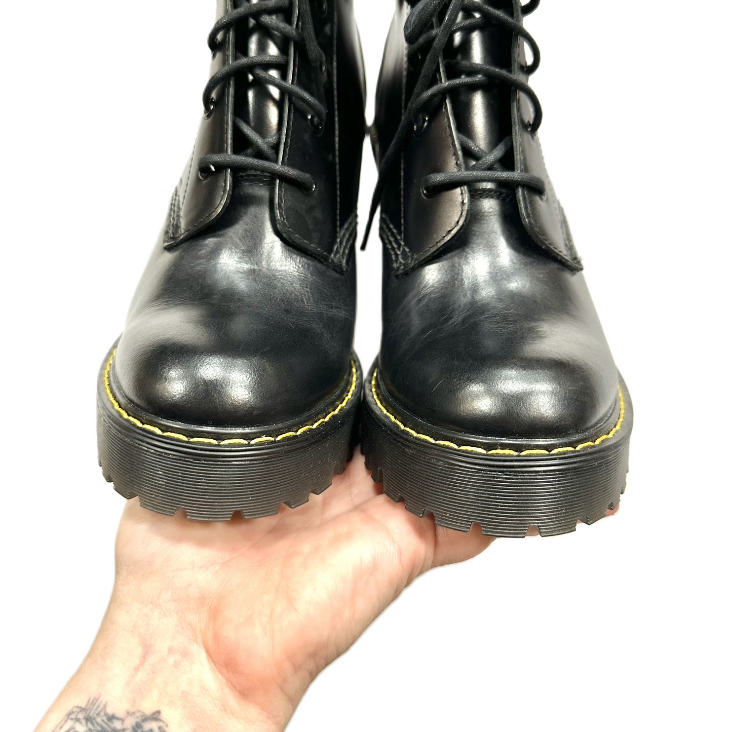 Black Boots Ankle Heels By Dr Martens, Size: 8