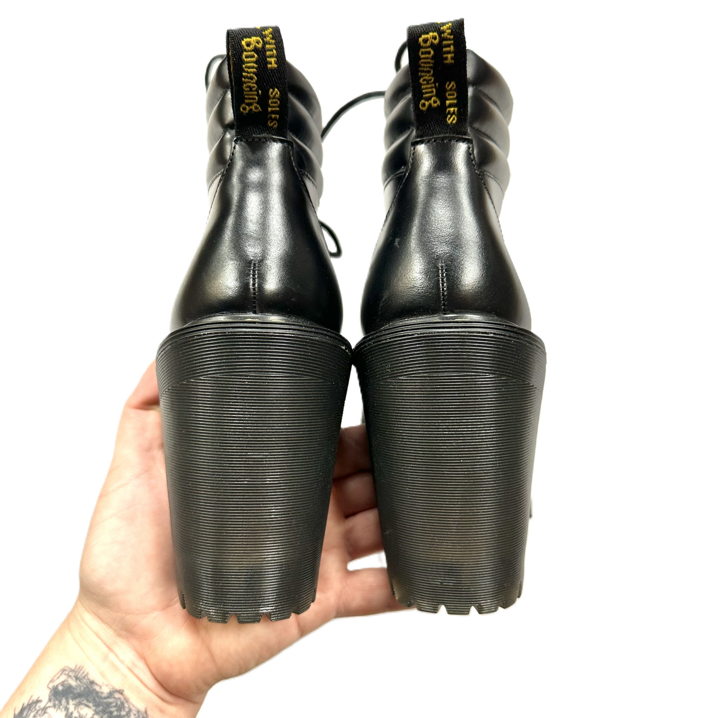 Black Boots Ankle Heels By Dr Martens, Size: 8