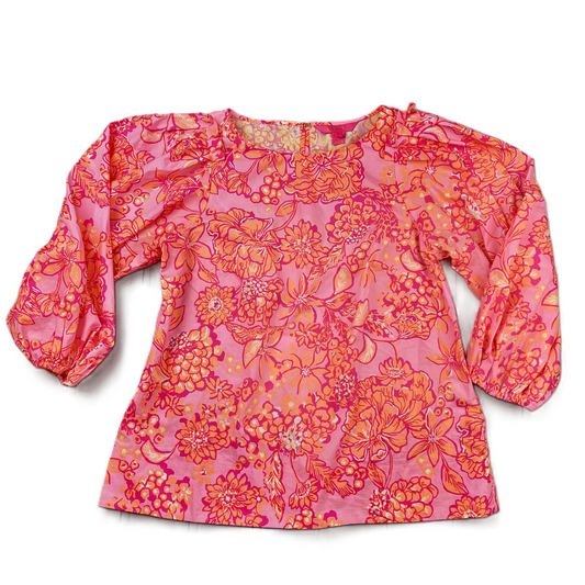 Orange & Pink Top 3/4 Sleeve Designer By Lilly Pulitzer, Size: M