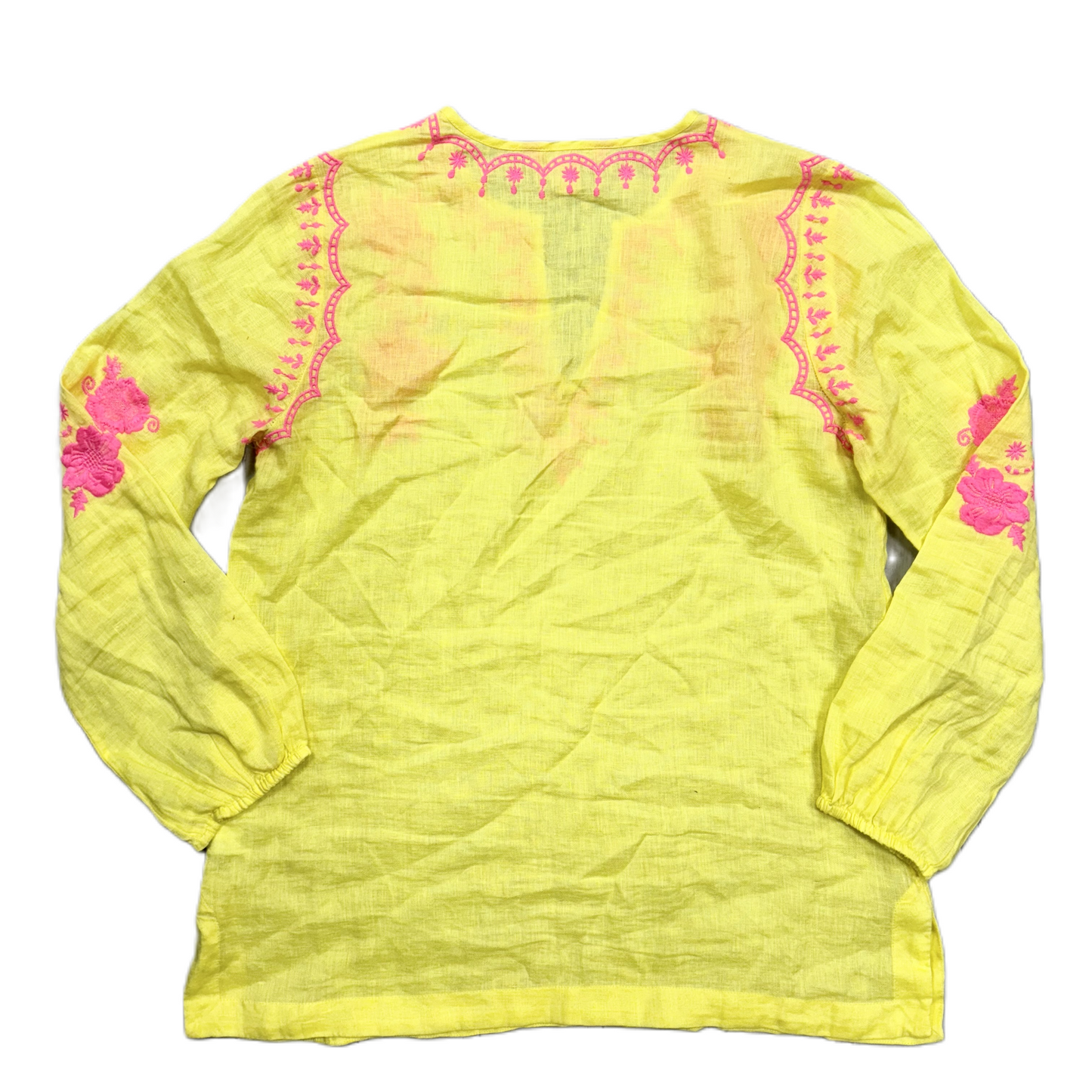 Pink & Yellow Top 3/4 Sleeve Designer By Lilly Pulitzer, Size: M