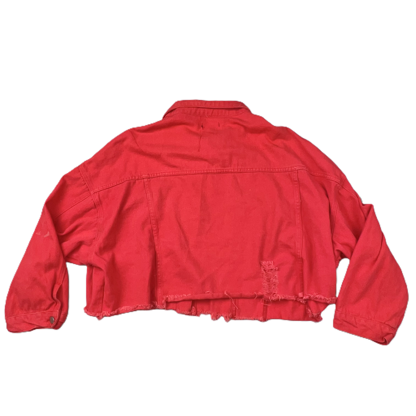 Red Denim Jacket Denim By Shein, Size: 4x