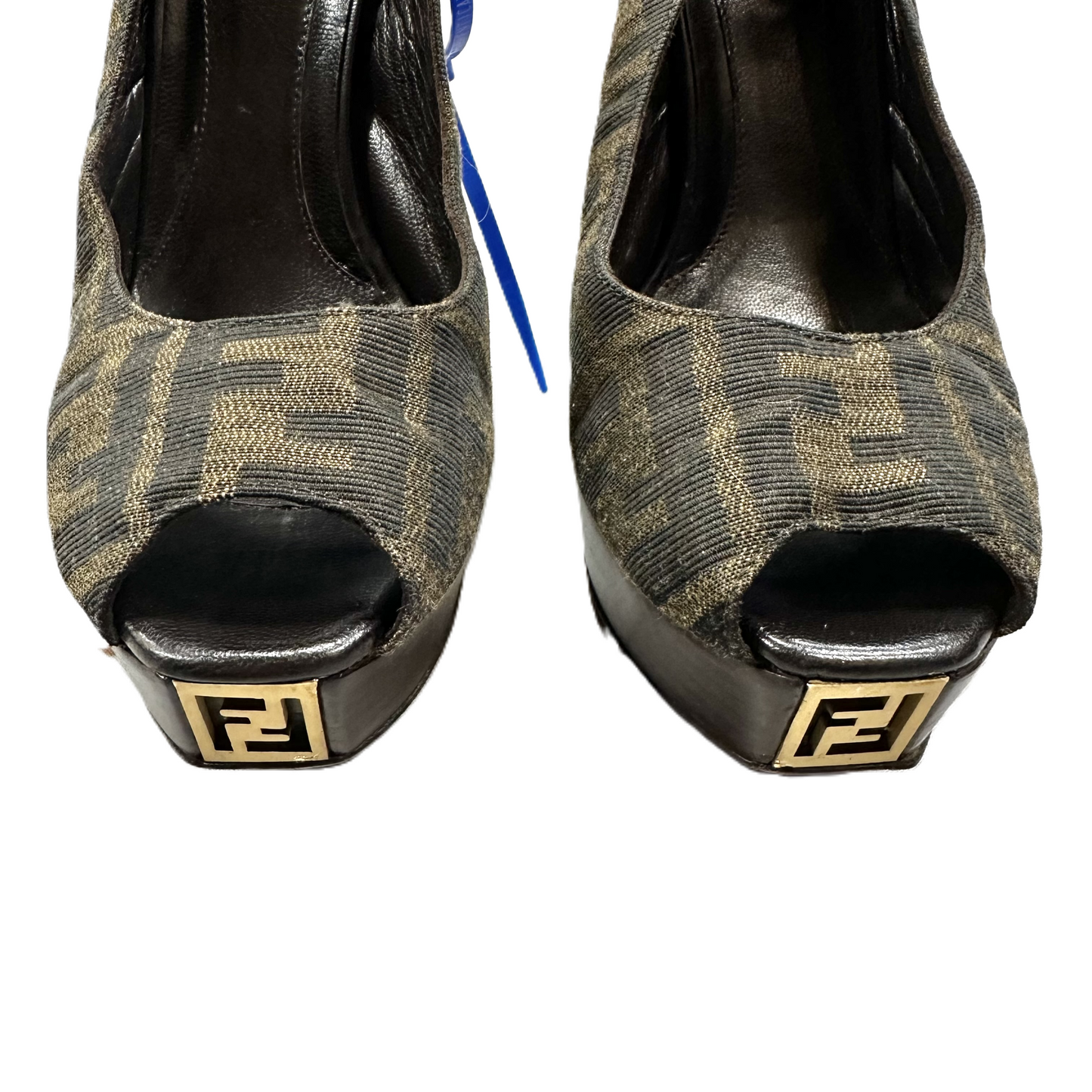 Black & Brown Sandals Heels Stiletto By Fendi, Size: 8