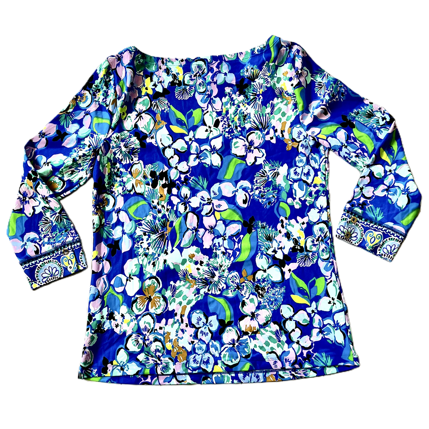 Blue & Purple Top 3/4 Sleeve By Lilly Pulitzer, Size: S