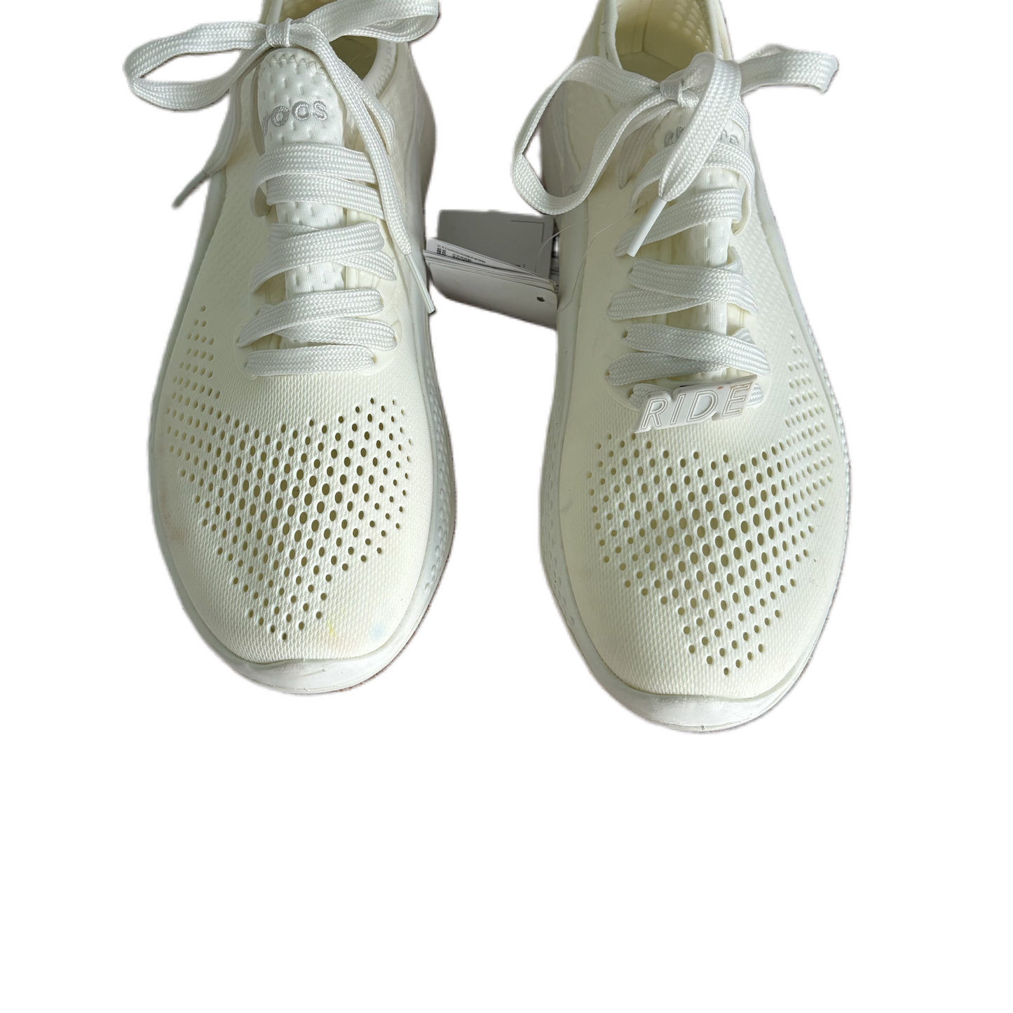 Shoes Athletic By Crocs in White, Size: 10