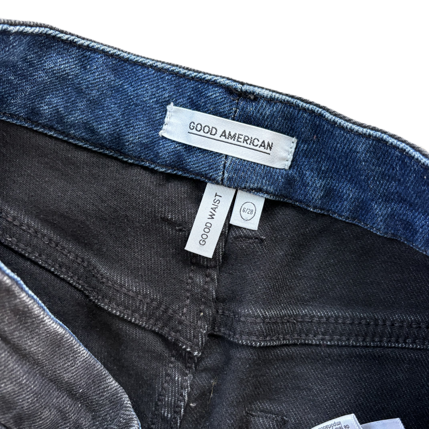 Jeans Skinny By Good American In Black & Blue, Size: 6