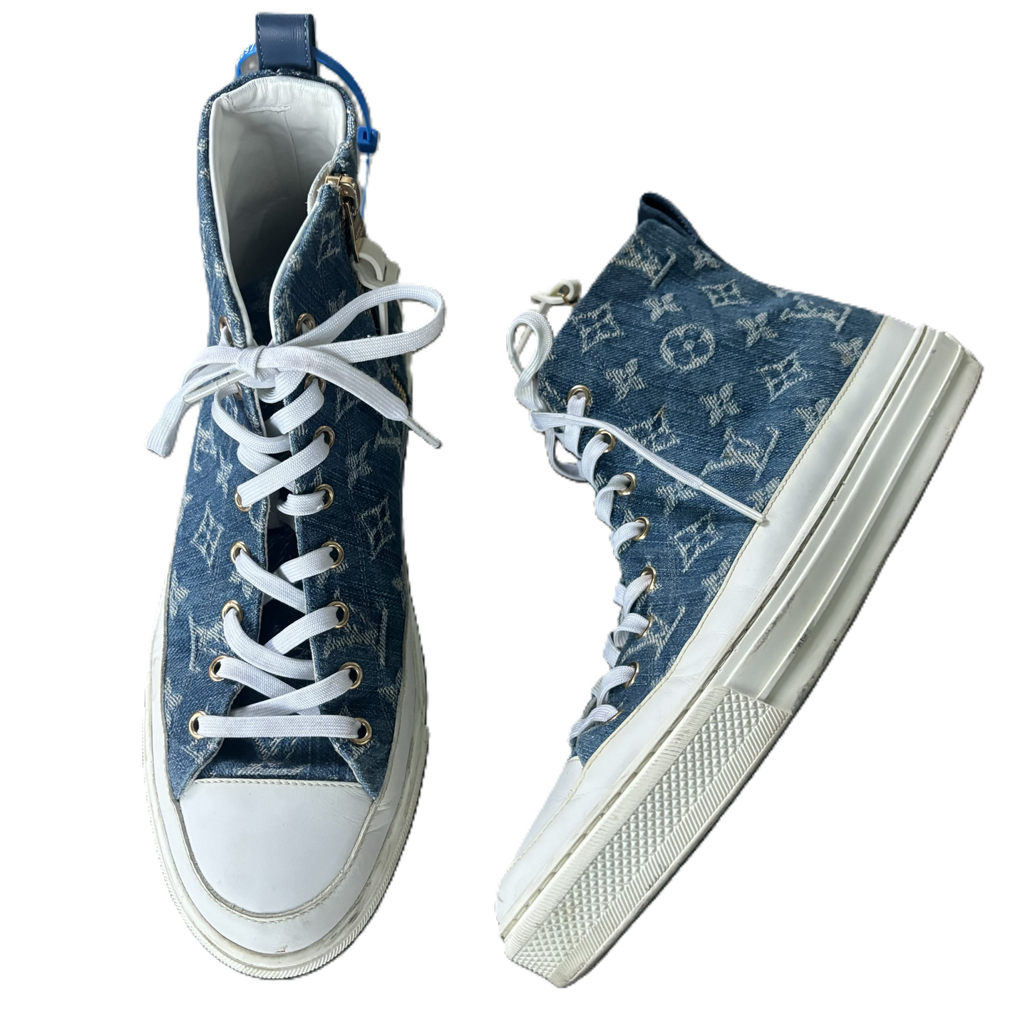 Shoes Luxury Designer By Louis Vuitton In Blue Denim, Size: 9.5