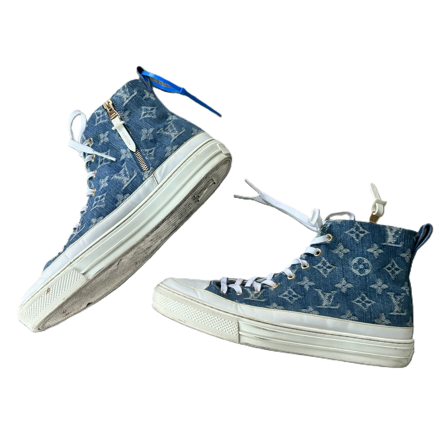 Shoes Luxury Designer By Louis Vuitton In Blue Denim, Size: 9.5