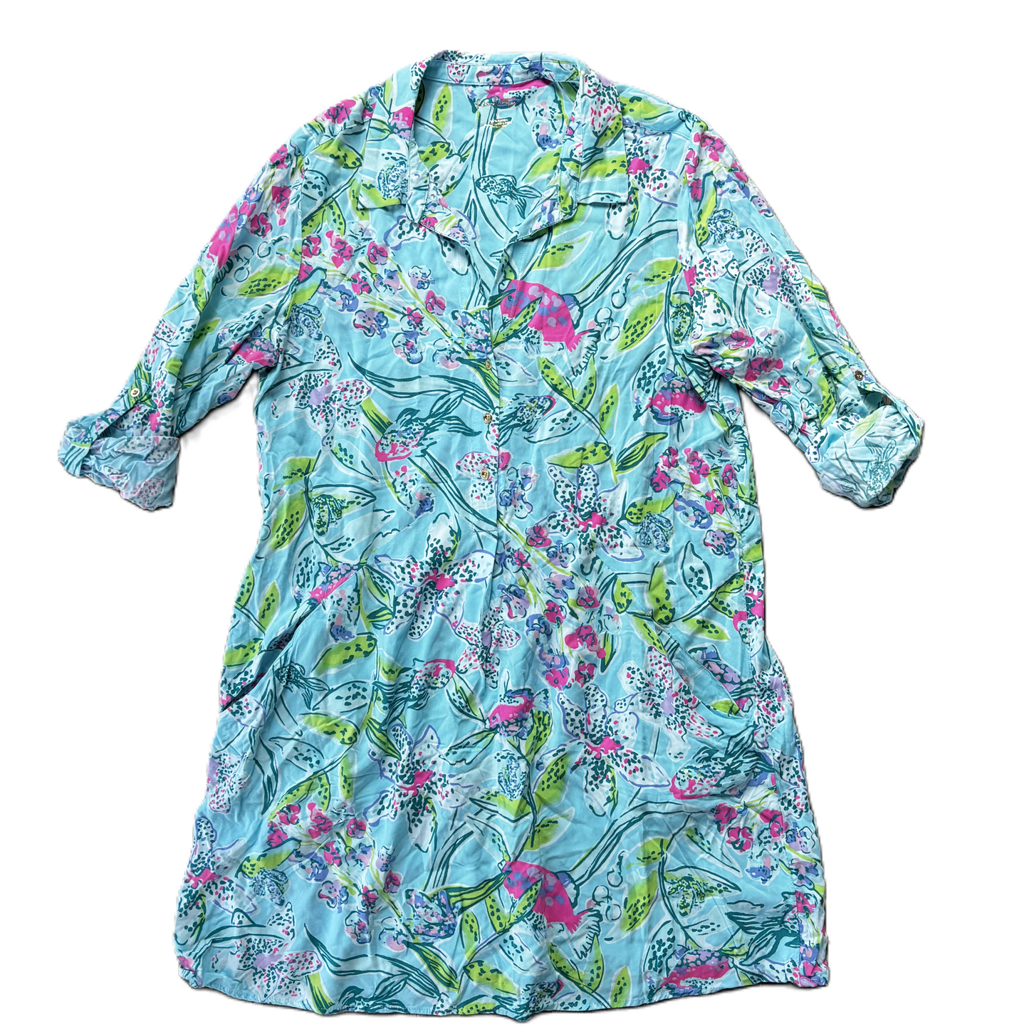 Dress Designer By Lilly Pulitzer In Blue & Green, Size: L