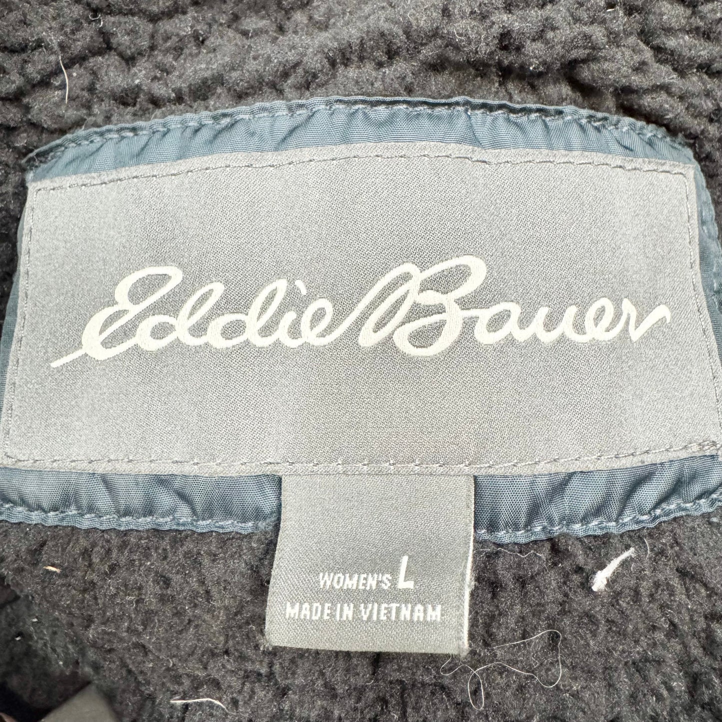 Coat Puffer & Quilted By Eddie Bauer In Black & Green, Size: L