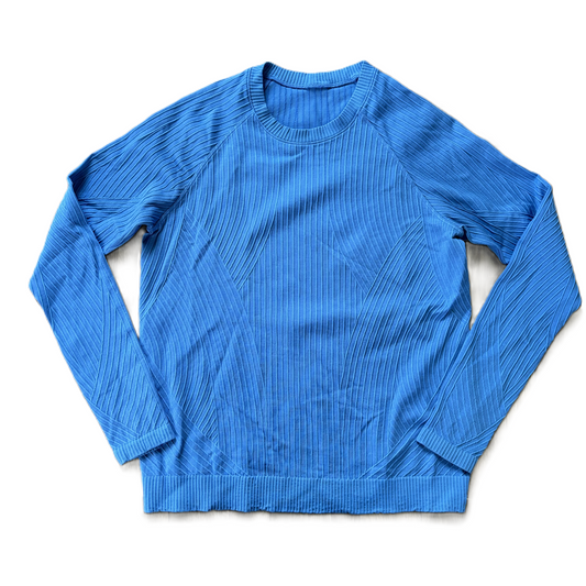 Athletic Top Long Sleeve Crewneck By Lululemon In Blue, Size: L