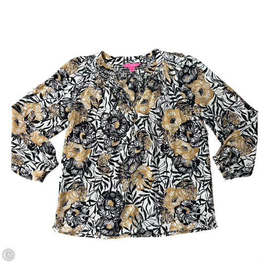 Blouse Designer By Lilly Pulitzer In Black & Brown, Size: L
