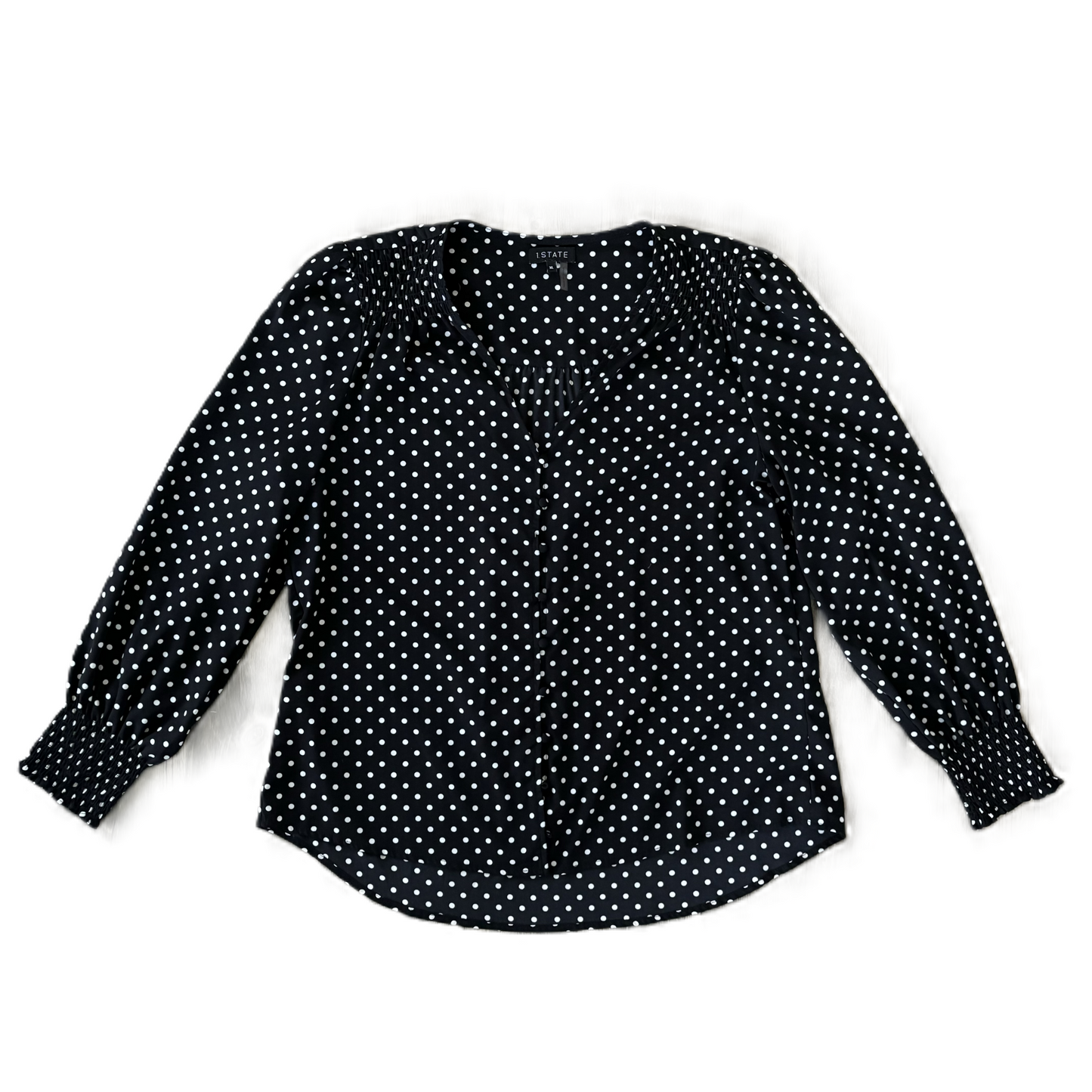 Blouse Long Sleeve By 1.state In Polkadot Pattern, Size: Xl