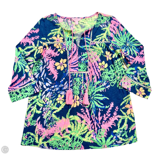 Top 3/4 Sleeve Designer By Lilly Pulitzer In Blue & Green, Size: Xs