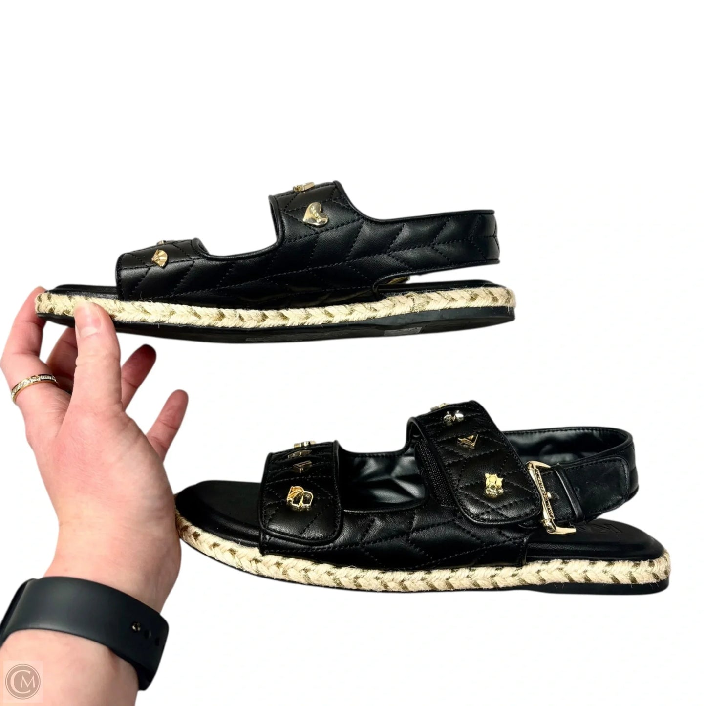 Sandals Designer By Karl Lagerfeld In Black, Size: 7.5