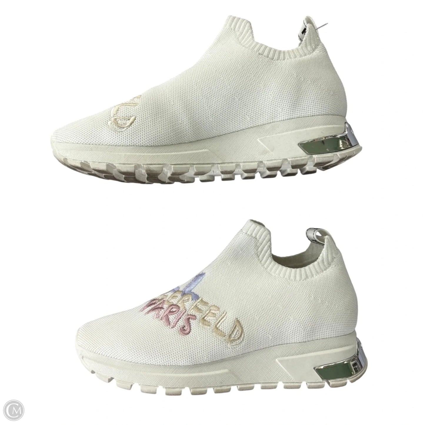 Shoes Designer By Karl Lagerfeld In White, Size: 8