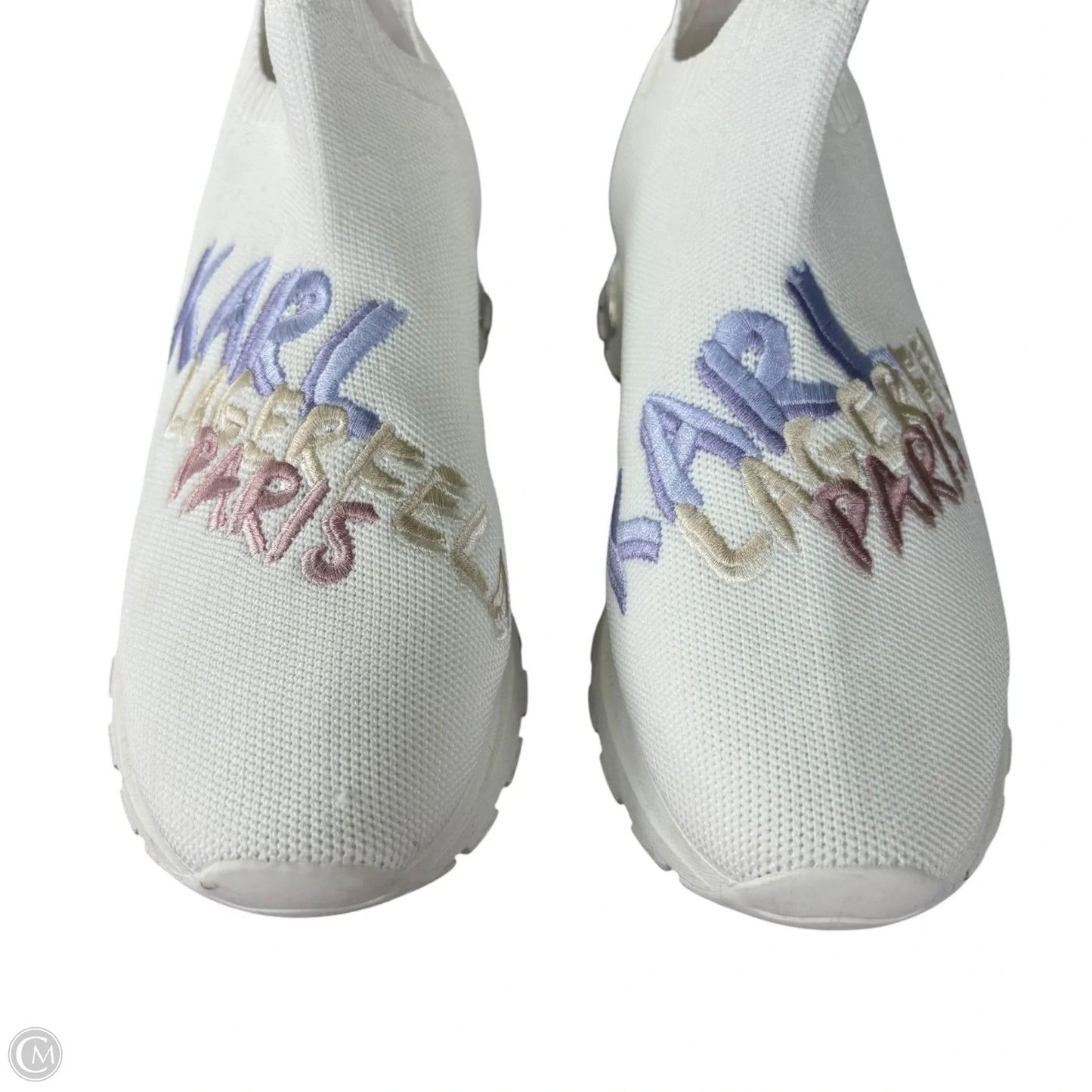 Shoes Designer By Karl Lagerfeld In White, Size: 8