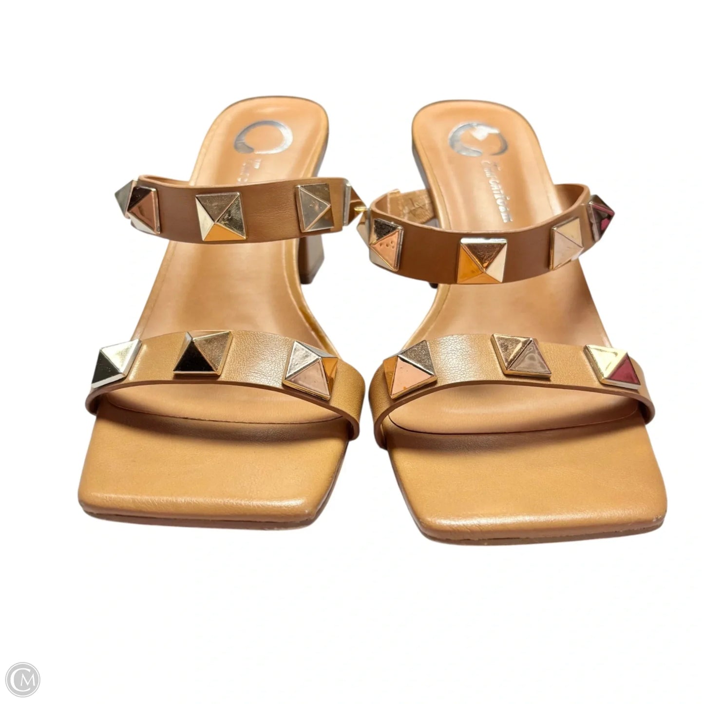 Sandals Heels Kitten By Comfort Foam In Tan, Size: 6.5