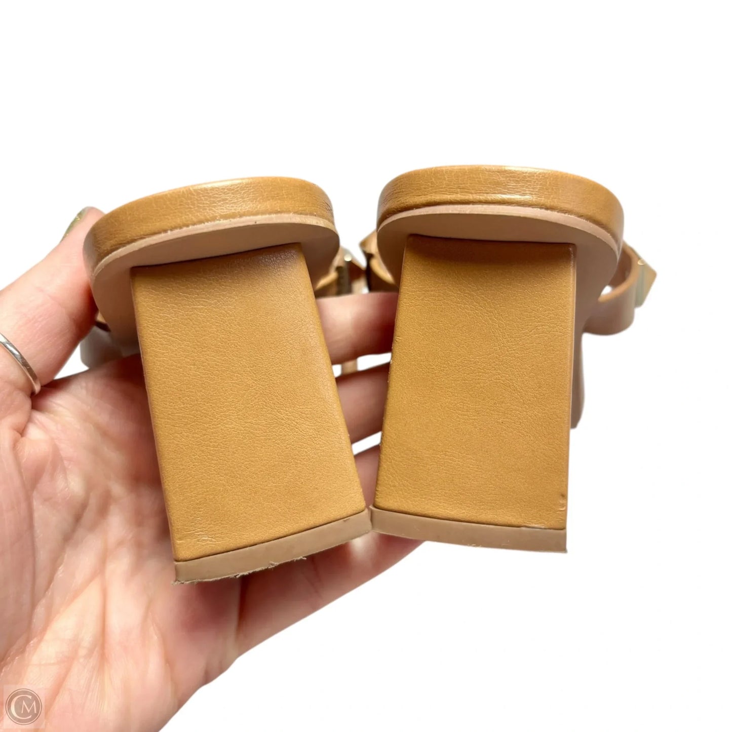 Sandals Heels Kitten By Comfort Foam In Tan, Size: 6.5