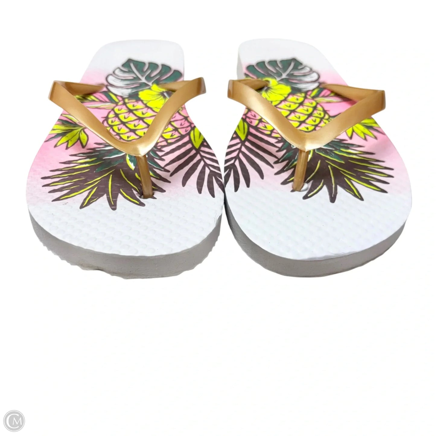 Sandals Flip Flops By Clothes Mentor In Tropical Print, Size: 7.5